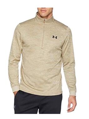 UNDER ARMOUR ColdGear Quarter Zip Pullover Fleece Beige Mens M